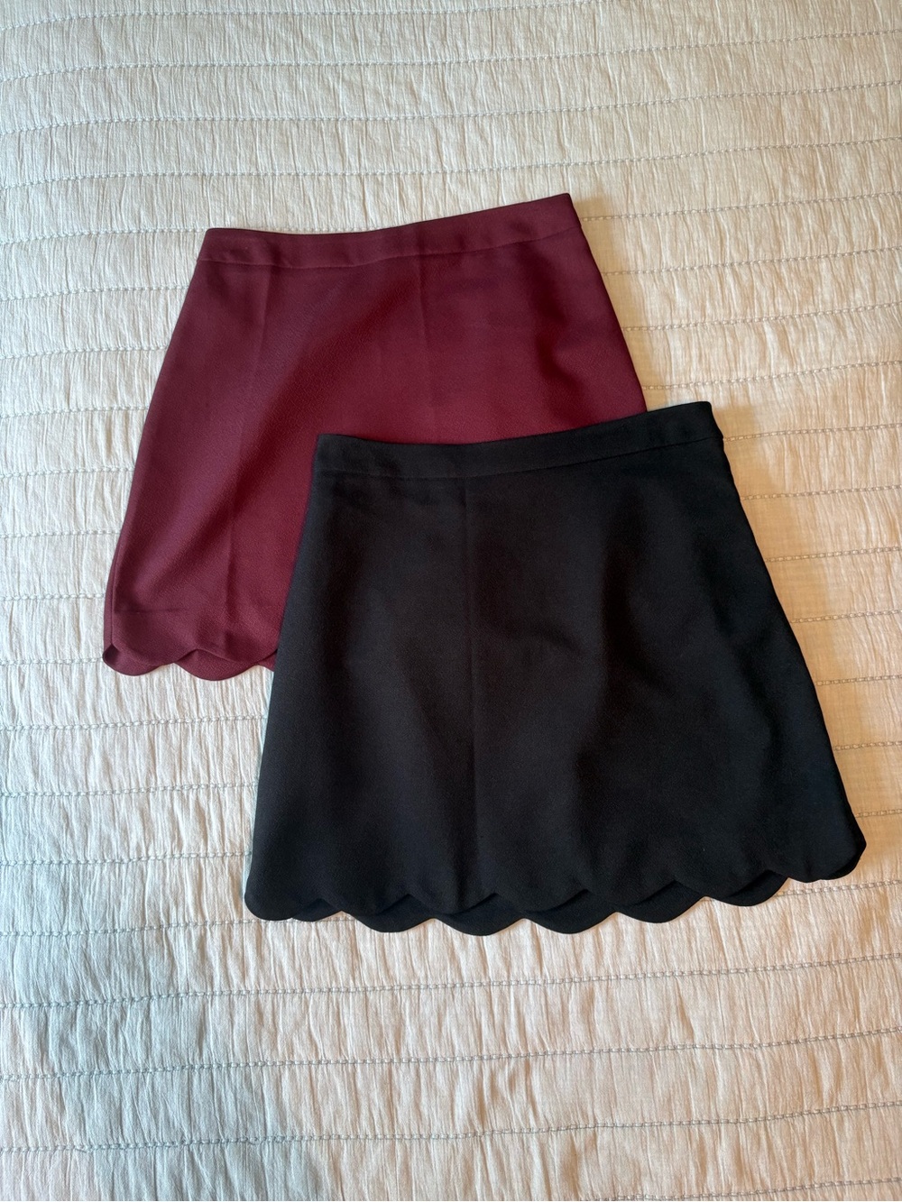Lush Scalloped Hem Mini Skirt Duo - Black & Burgundy | Size S